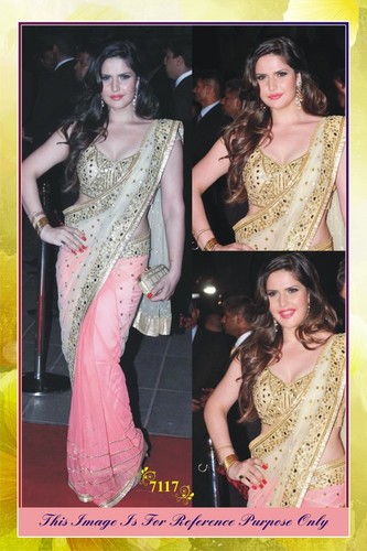 Saree - Georgette Semi Stitched Fancy Design, Water Gold Net, Pink and Gray with Sequins | Breathable, Washable, Modern Ethnic Style for Rainy Spring Summer