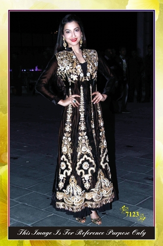 Suit - Velvet Fabric, Semi Stitched, Black Color | Fancy Embroidery with Beads and Sequins, Modern Traditional Anarkali Style