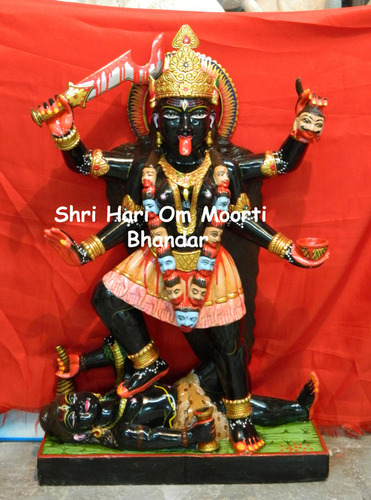 Polishing & Painting Marble Mahakali Statue