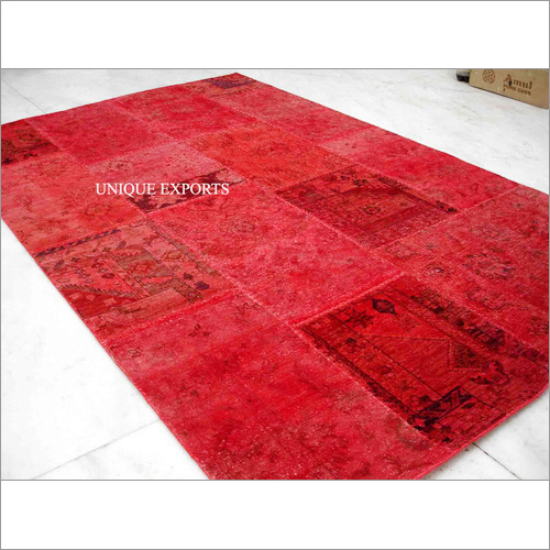 '0' Pile Bik Fine wool 9x9 Knotted RedOverDyed Rug