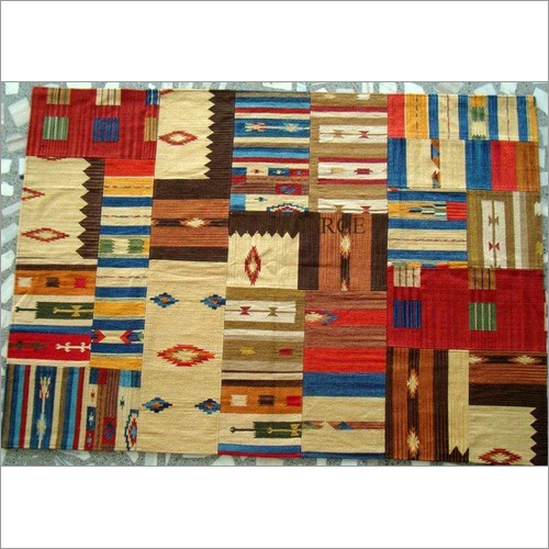 Cotton Kelims Patch Rug with Back Cloth Rug