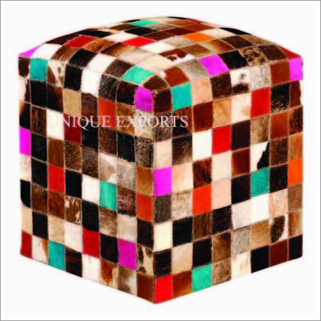 Designer Patch Leather Poufs