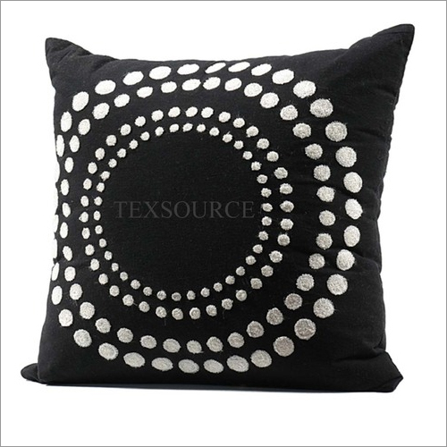 PE-AW-CC-07-28 - Cotton Blend 17x17 Inches Black, Zippered Closure, Soft Fabric, Durable, Stylish Decorative Cushion
