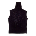 Women Turtleneck Sweater - Knit Fabric, Multiple Sizes, Black | Sleeveless, Soft Texture, Slim Fit, Versatile Styling