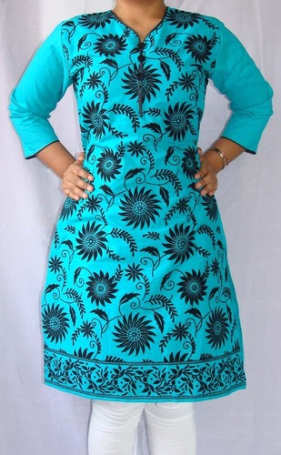 Cotton Kurti Velvet with Center buttons