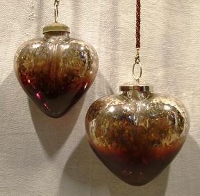 Heart Shaped Glass Hangings - Glass, Burgundy, Silver Polish Coating | Glossy Finish, Eye-Catching, Durable, Long-Lasting Shine