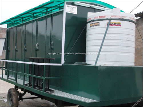 FRP Toilet Van - 9' to 21' Length, Durable FRP and Mild Steel Structure, Green and Light Green Colors | Portable, Easy Setup, Multiple Cubicles, Lockable Doors, Water and Sludge Tanks
