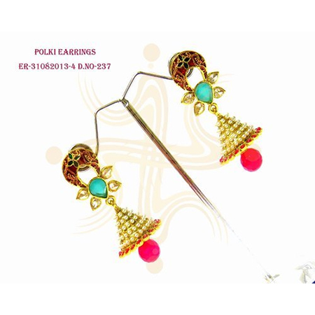Polki Leaf Jhumka Earrings