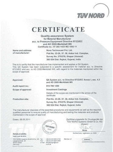 PED CERTIFICATE