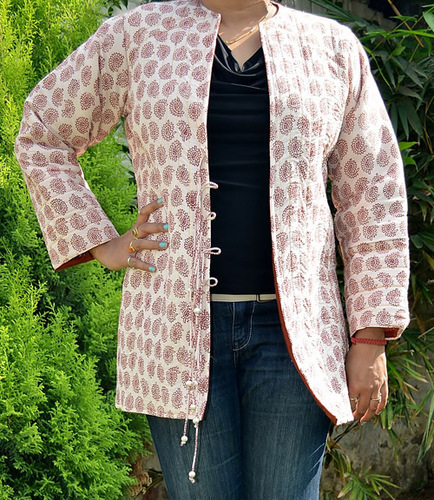 Bagh Cotton Paisley Print Quilted Long Jacket