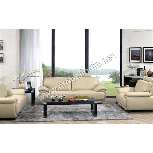 Genuine Leather Sofa Set - Genuine Leather Varied Sizes Beige | Springy High-Density Foam Seating Rigid Wooden Legs Elegant Design Shrink-Proof Leather