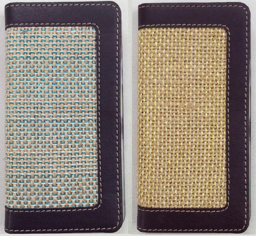 Real Leather Mobile Case In Jute/Leather Combo