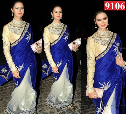 New bollywood saree blue or cream