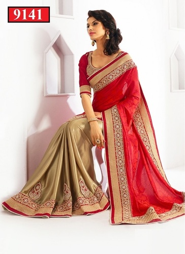 Desinger saree in red or golden