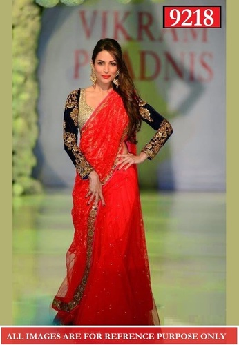 Desinger saree red or black
