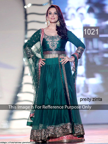 green bollywood lehnga suit