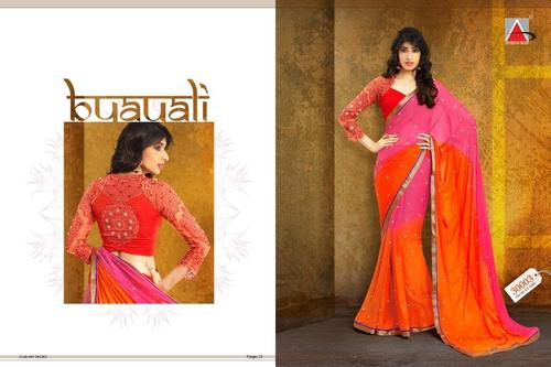 red or pink bollywood saree