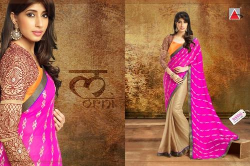 Pink or golden desinger saree