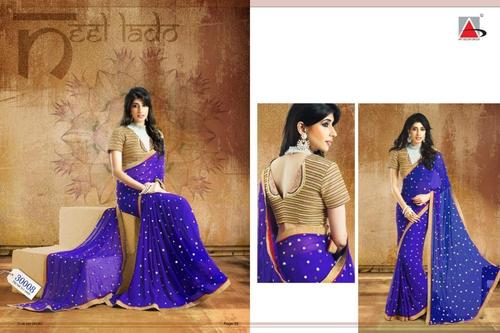 Blue or golden desinger saree