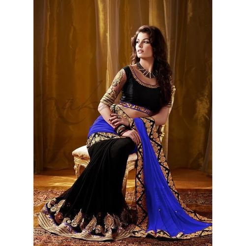 blue or black bollywood desinger saree