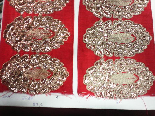 Chainstich Lace - Polyester Metal, 10cm Width, Silver | Floral Design, Elegant, Durable, Intricate Detail, Easy to Sew