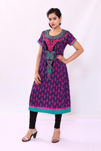 Long Yog and Flower Printed Kurti