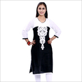 Embroidered Chiffon Kurti - Chiffon Fabric, Knee Length, V-neck, Available In Various Sizes , Comfortable, Elegant, Stylish, Shrink Proof