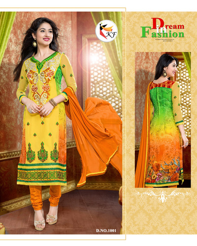Pankhudi Yellow Suit - Pure Georgette, Heavy Embroidery, Elegant Design, Comfortable Wear