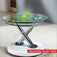 Revolving Center Table - Glass & Metal, Variable Dimensions, Clear Color - Easy Assembly, Durable, Stylish Design, Space-saving, Revolving Top