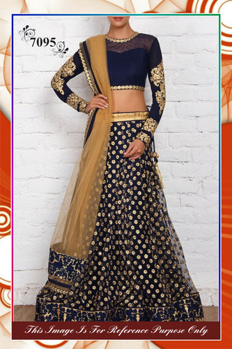 Saree - Net Fabric, Free Size, Embroidered Black Lehanga | Dry Clean Only, Washable, No Fade, Full Sleeves, Suitable for All Seasons