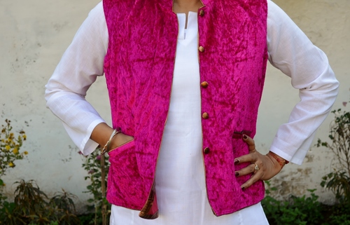Dark Pink Velvet Jacket