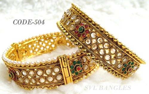 New Ruby Green Polki Bangles