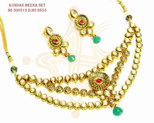 Kundan Meena Necklace Set