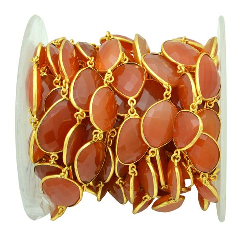 Gold Plated Carnelian Bezel Chain