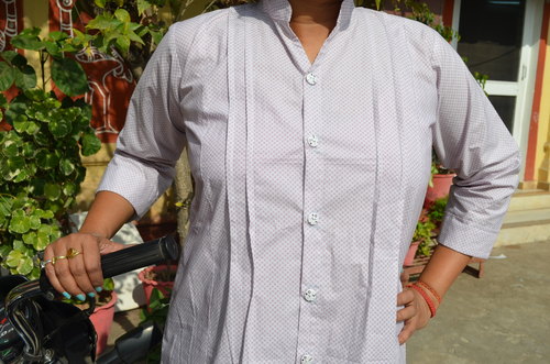 White Cotton Printed Shirt