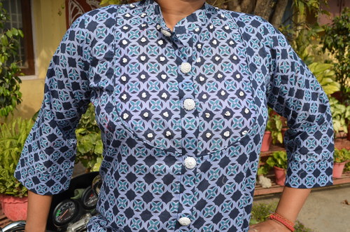 Indigo Cotton Printed Shirt