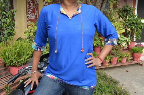 Electric blue Cotton Rayon Top