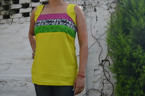 Lime Green Sleeveless Cotton Top.