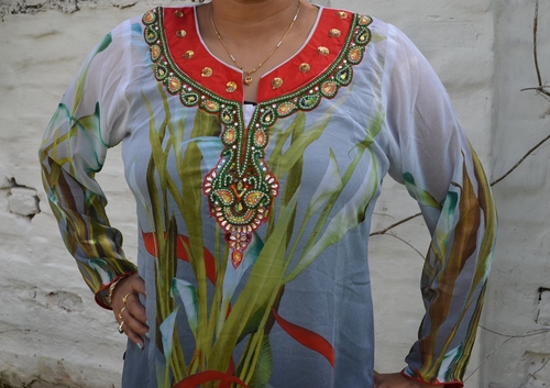 Printed Georgette Tunics with Hand Embroidery