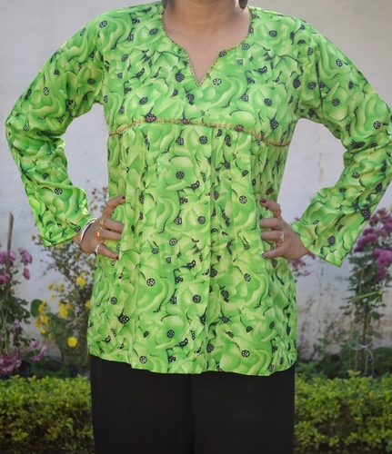 Printed Cotton Top with Kantha Embroidery