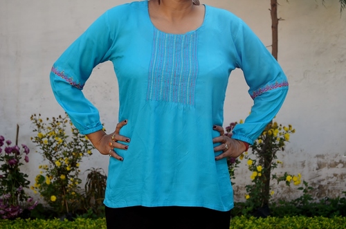 Cotton Rayon Top with Embroidery