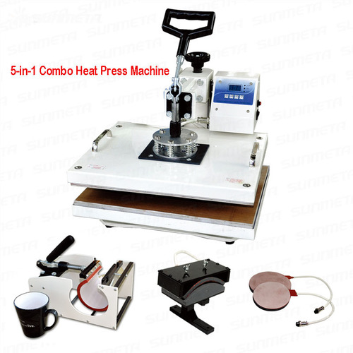 5 in 1 Combo Heat Press Machine - Multifunctional Design for Textile & Paper, Precise Functioning, Durable, Easy to Operate, Energy Efficient