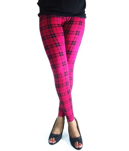 Red Check Printed Leggings Red Check Printed Leggings