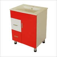 Bathroom Storage Cabinet - Mdf Material, 750x450x800 Mm , Red Color, One Door, One Drawer, Ideal For Bathroom Vanity And Sink Integration