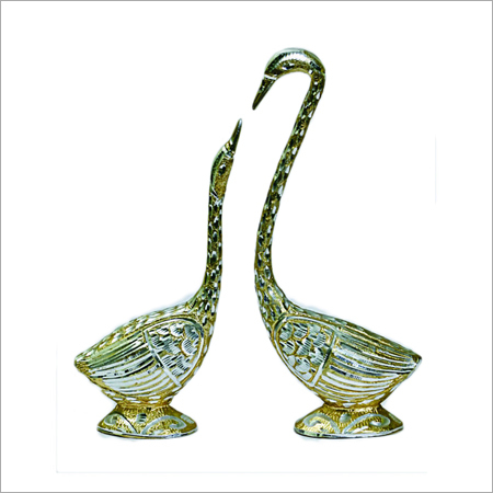 Duck Pair In Metal Carving
