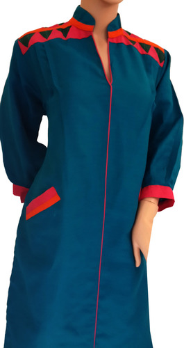 Cotton Kurta Self Weave with Patchwork Embroidery