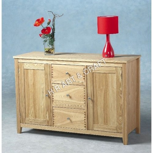 Wooden Sideboard - Pine Wood, 70x40x80cm, Natural Finish | 2 Doors, 3 Drawers, Ample Storage, Elegant Design