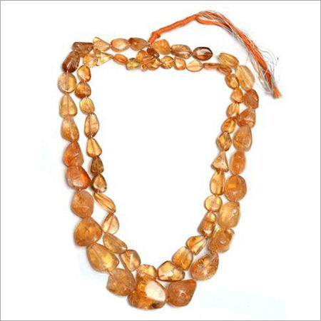 Orange Natural Citrine Tumbled Beads Necklace