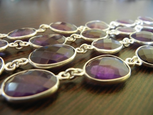 Necklaces Amethyst Station Chain