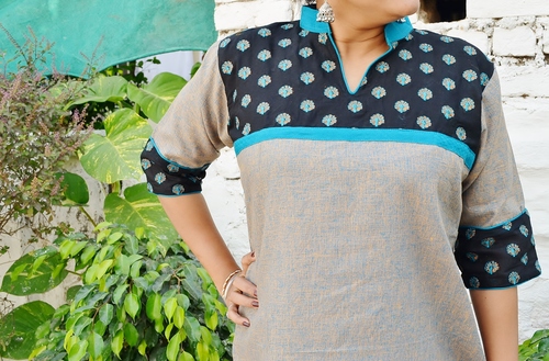 Handloom Cotton Kurta with Embroidered Yoke